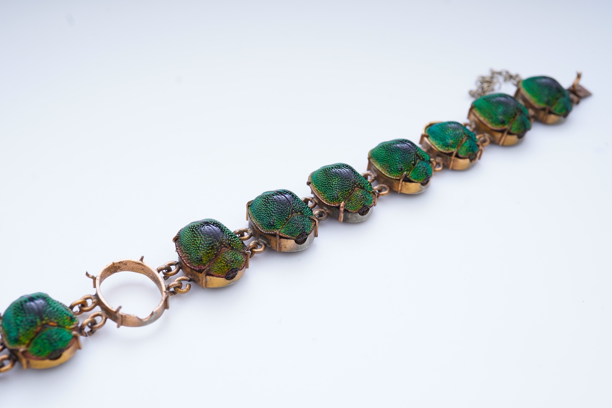 A Victorian beetle carapace bracelet, mid 19th century